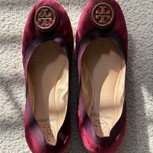 Tory Burch Women's Red Suede Flats